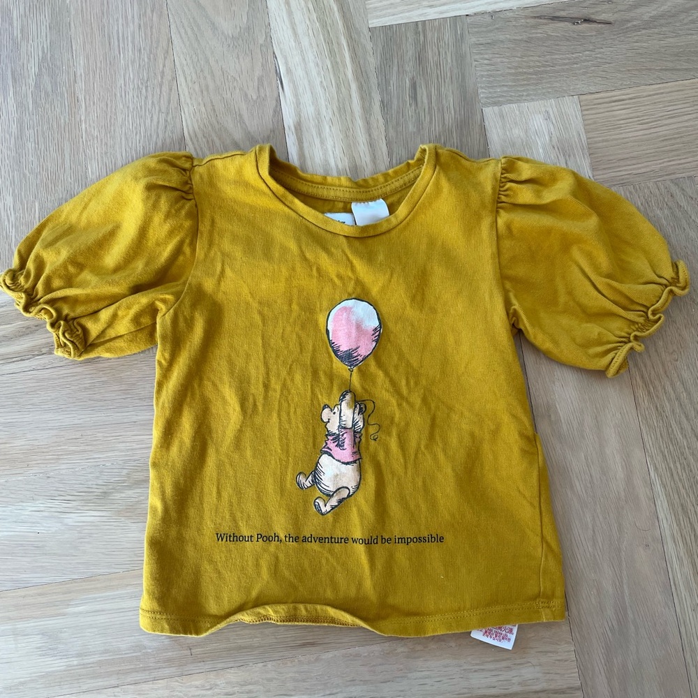 Disney Gold Short Sleeve Tee with Playful Balloon Design